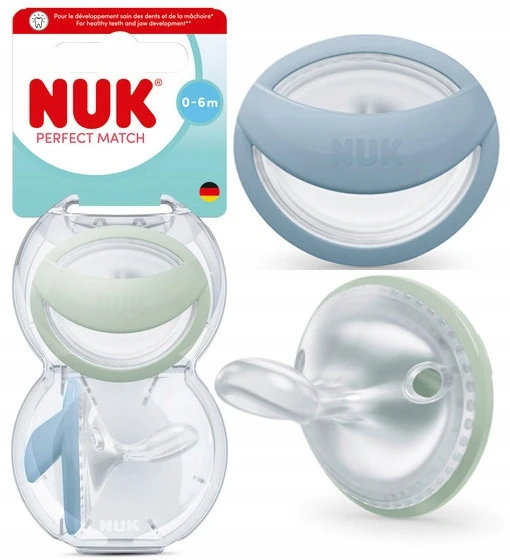 NUK silikoniniai čiulptukai Perfect Match, 0-6 mėn, 2 vnt., įvairių spalvų