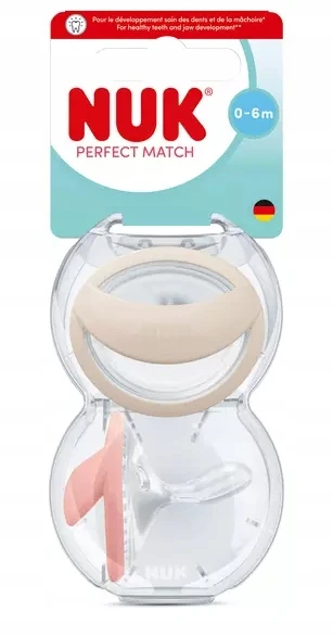 NUK silikoniniai čiulptukai Perfect Match, 0-6 mėn, 2 vnt., įvairių spalvų