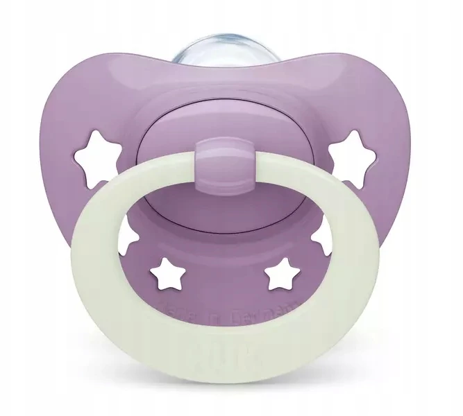 NUK SOOTHING čiulptukas 0-6m CLASSIC DAY&NIGHT LIGHTS AT NIGHT 2 vnt + dėklas