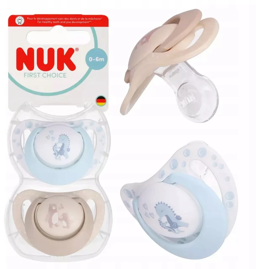 NUK SOOTHING SILICONE čiulptukas FIRST CHOICE 0-6m 2vnt TEDDY SEA HORSE
