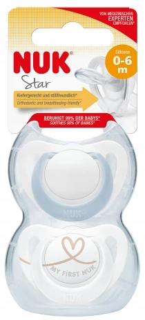 NUK 730713 Silikoninis čiulptukas 0-6 mėnesių STAR 2vnt/dėžutė