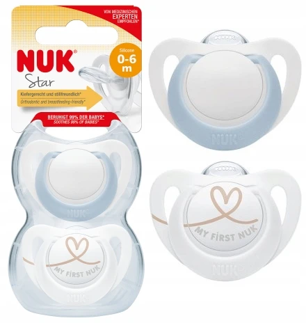 NUK 730713 Silikoninis čiulptukas 0-6 mėnesių STAR 2vnt/dėžutė