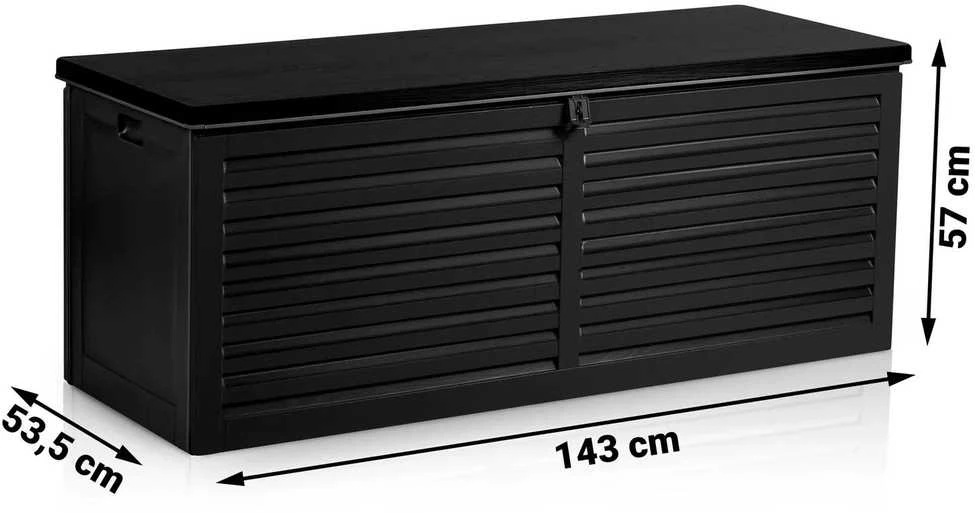 Plonos Nukido Sodo dėžė 143,5 x 57 x 53,5 cm 390 litrų juoda