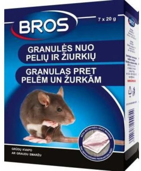 Nuodai žiurkėms ir pelėms Bros 140g granulės