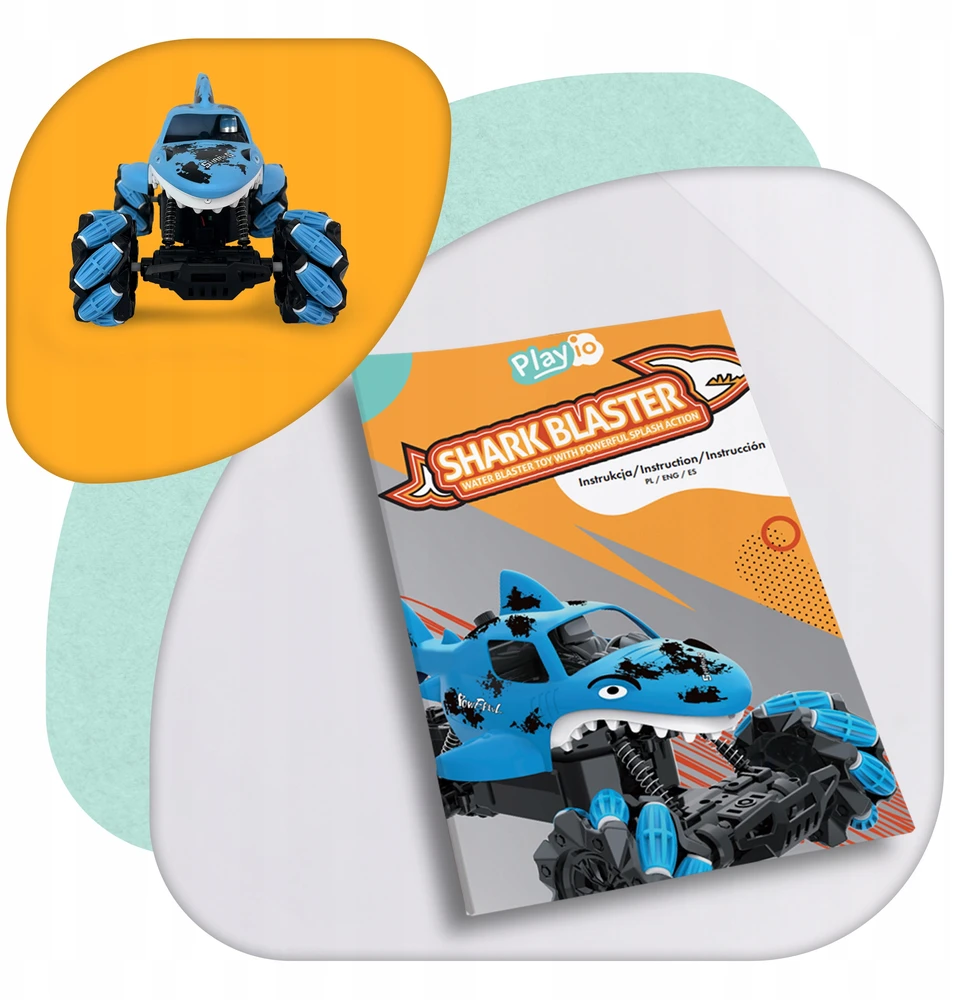Nuotoliniu būdu valdomas automobilis RC Shark Blaster, šaudantis vandeniu PLAYIO