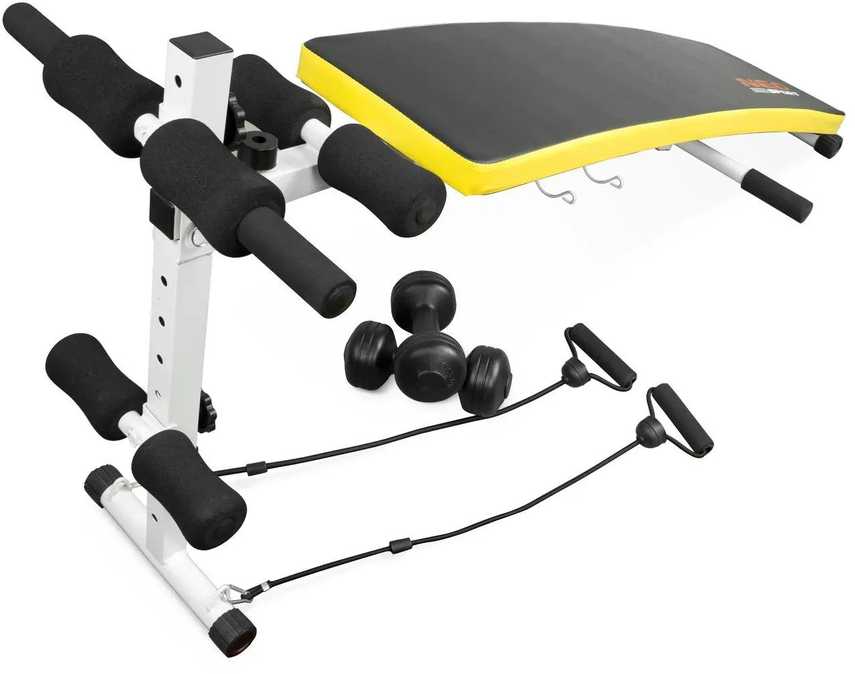 Nuožulnus suoliukas pratimams su espanderiais ir hanteliais Neo-Sport NS-07