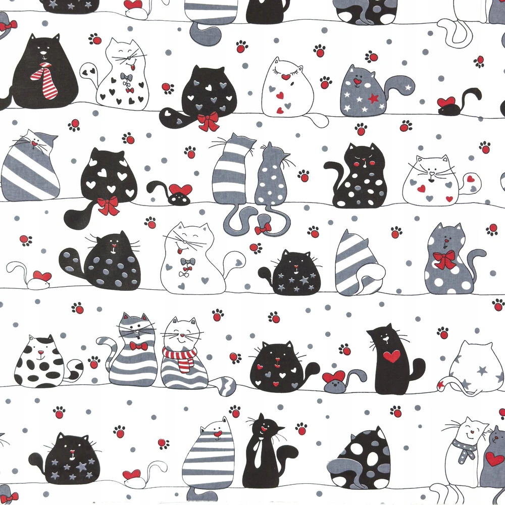 Nyks Medvilninė paklodė su raštais 180x90 audinio cats 061b-c