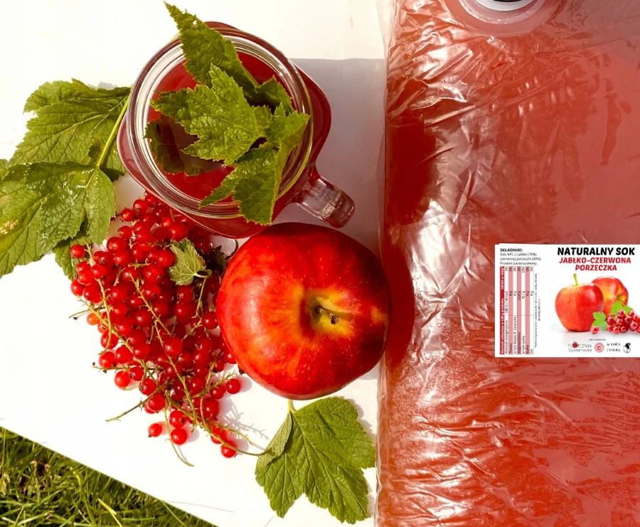 OBUOLIŲ RAUDONŲJŲ serbentų sultys šalto spaudimo Tłocznia Szymanowice 5l