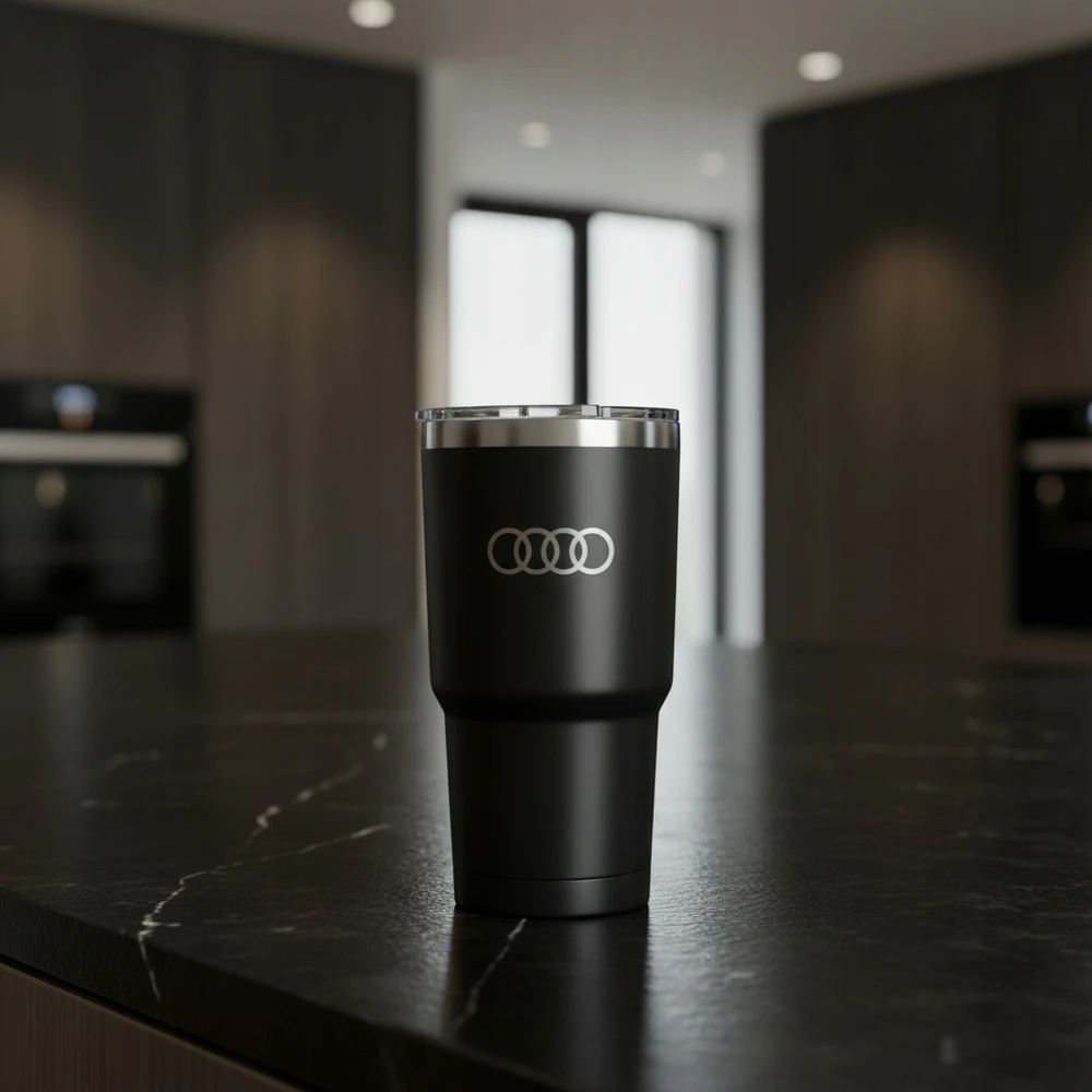 Ocean Puodelis su podwójnymi sciankami 500ml Audi Juodas termiczny automobiliui