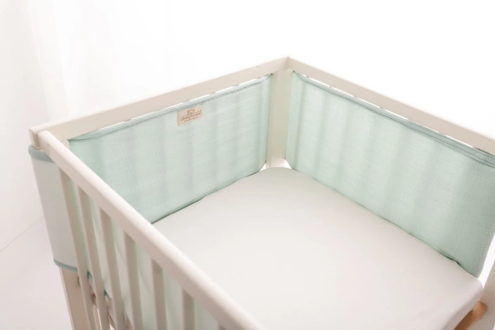 Ochraniacz do łóżeczka muślinowy 180x30 cm Miętowy / Baby Matex