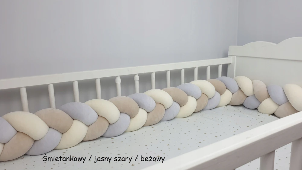 OCHRANIACZ DO ŁÓŻECZKA – warkocz WELUR 140 cm - Supelkowelove