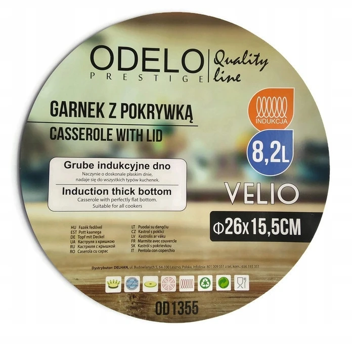 Odelo puodas su dangčiu 26 cm, 8.2l, nerūdijantis plienas