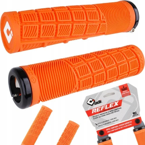 ODI GRIFFE REFLEX V2.1 Lock-ON rankenos prisukamos rankenos 135 mm oranžinės spalvos