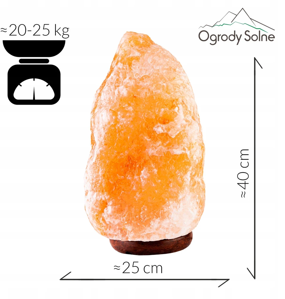 Ogrody Solne Didelė NATURALNA LAMPA SOLNA 20-25 kg JONIZATOR POWIETRZA Z SOLI HIMALAJSKIEJ