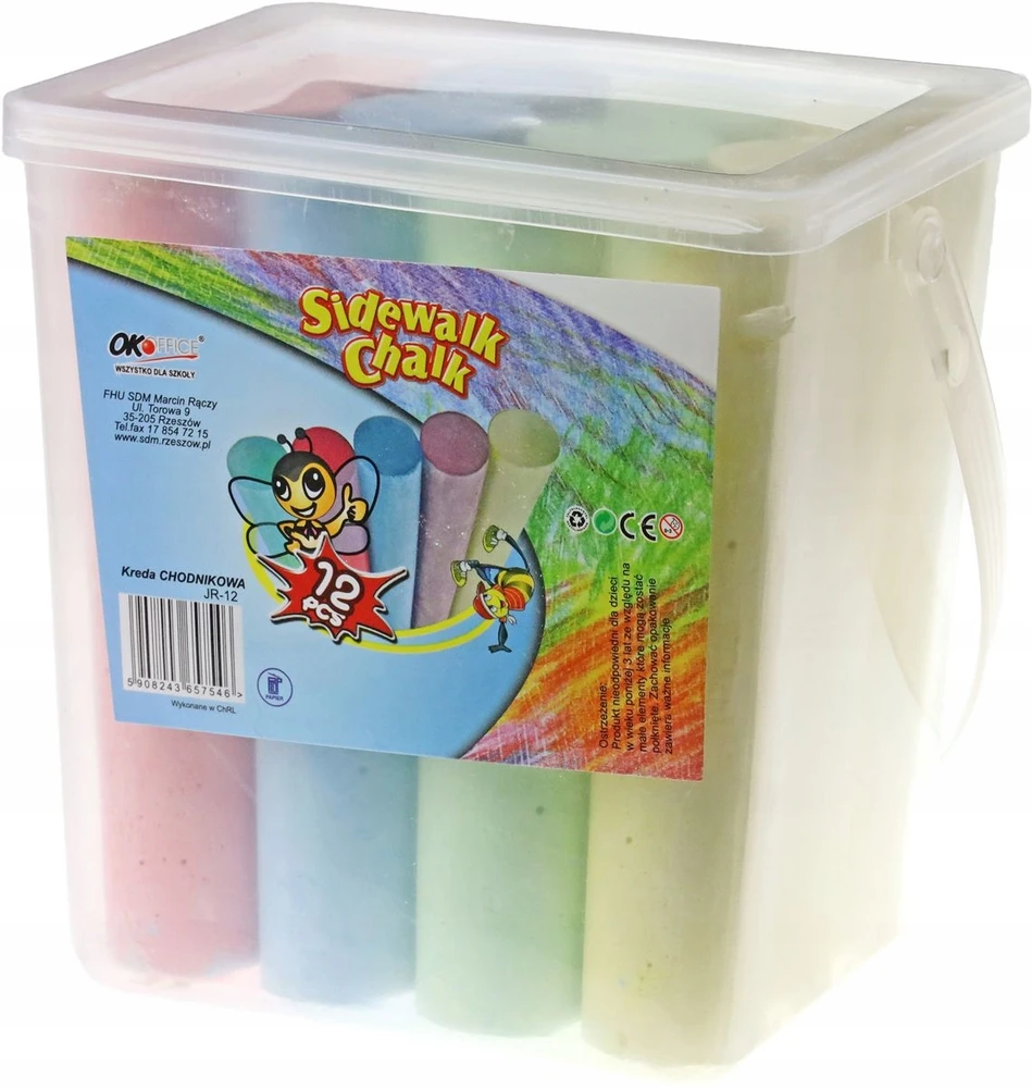 Office Jumbo Colorful Sidewalk Chalk spalvų mišinys vaikams žaisti, 12 vnt