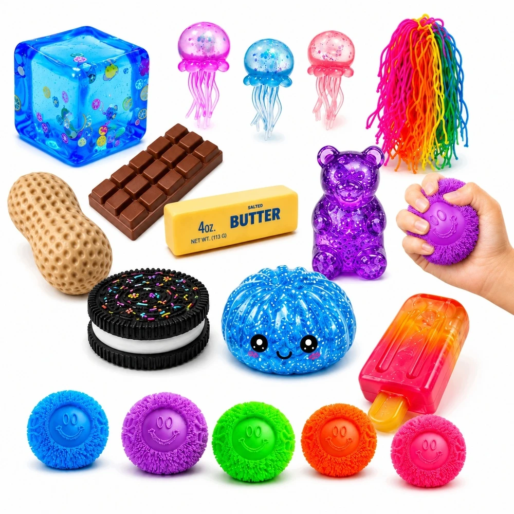 Okami 13 Squishy antistresinių kukulių Squishy kubelių rinkinys meškiuko sūrio sviesto