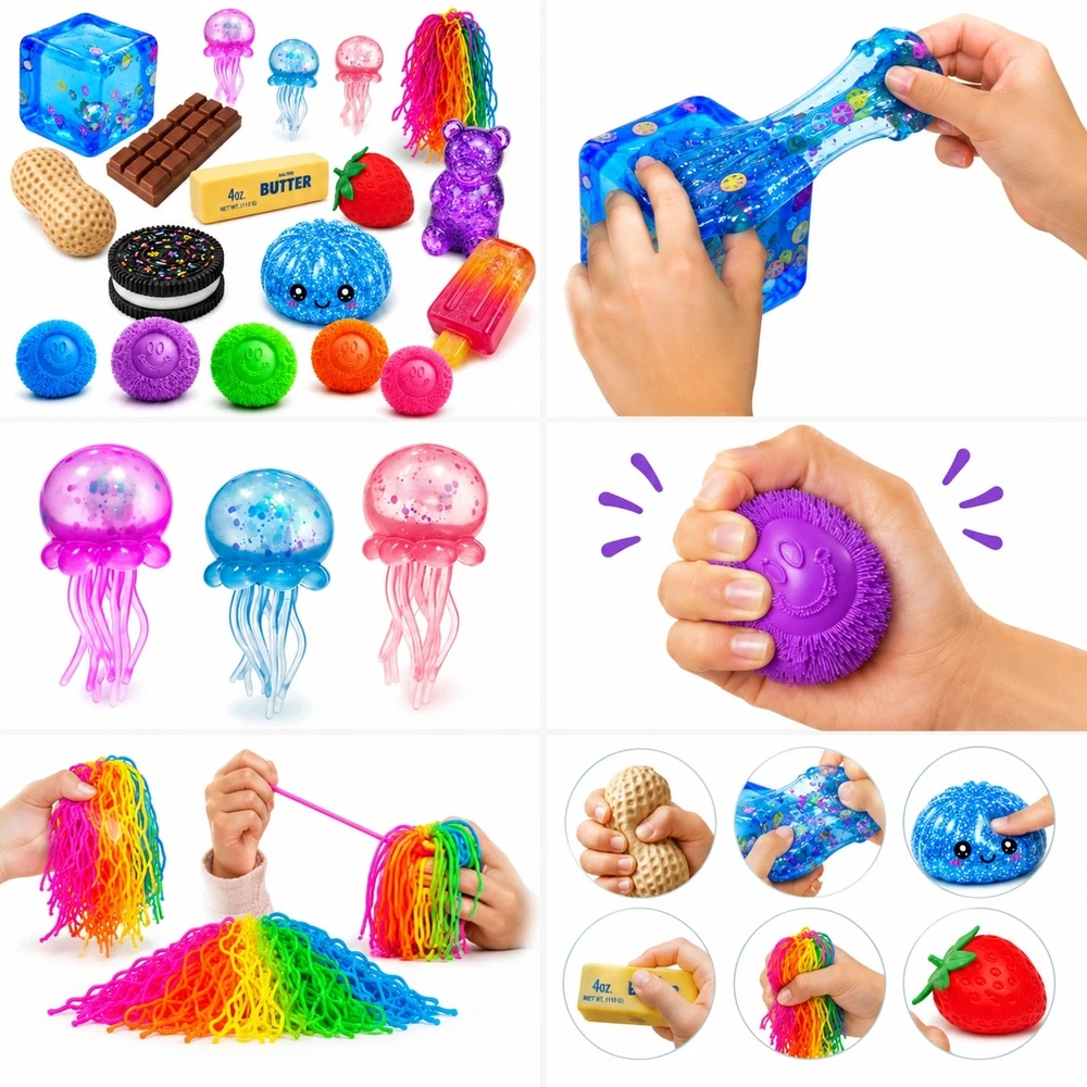 Okami 13 Squishy antistresinių kukulių Squishy kubelių rinkinys meškiuko sūrio sviesto