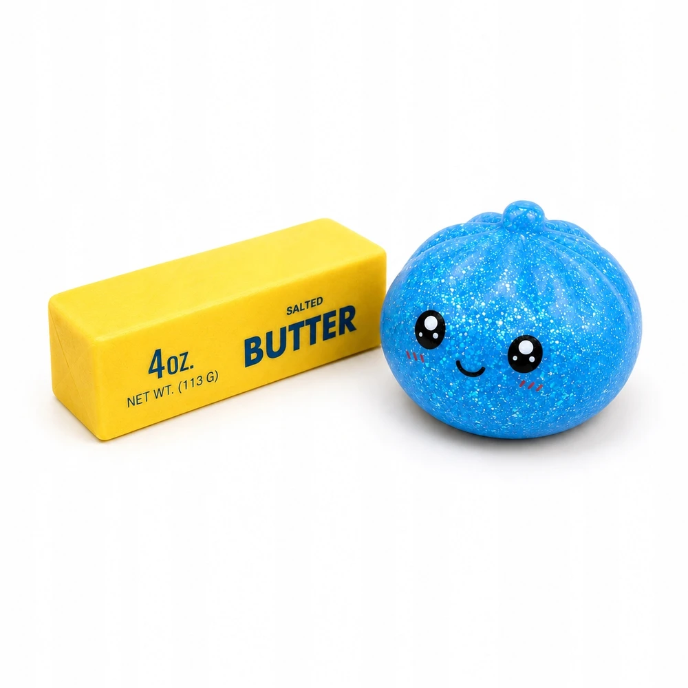 Okami 2 dalių rinkinys SVIESTO ir GLITTER DUMPLING Gniotek Anti-stress Squishy ASMR