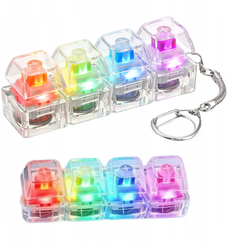 Okami Antistresinis Clicker Keychain Fidget 4 jungikliai Clicker LED apšvietimo klaviatūra