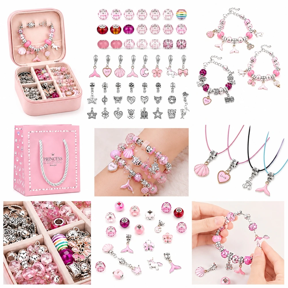 OKAMI „Charms Beads“ apyrankių gaminimo rinkinys vaikams „pasidaryk pats“ papuošalų rinkinys