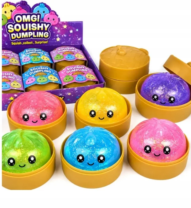 OKAMI Rinkinyje 3 vnt. Squishy squishy koldūnai Blizgučiai kukuliai 6 cm
