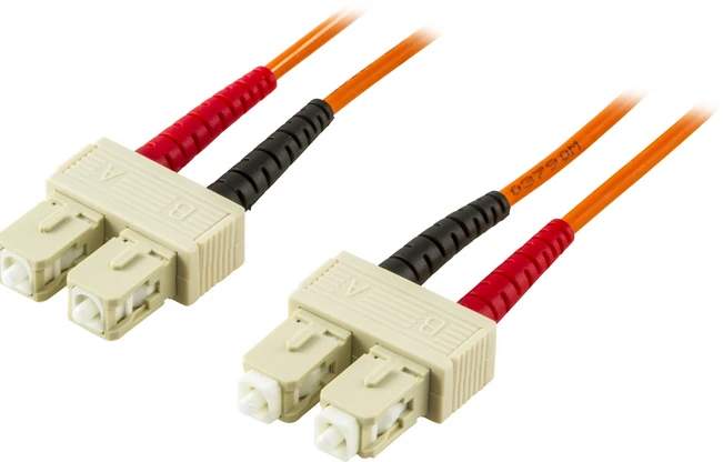 OM2 optinis kabelis DELTACO, SC - SC, duplex, UPC, 50/125, 1m, oranžinis / FB-21