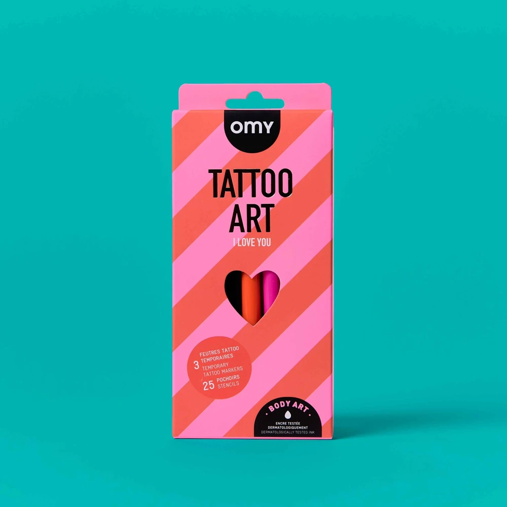 OMY 3 ŽYMEKLIŲ RINKINYS TATUiruotėms KURTI – MYLIU TAVE