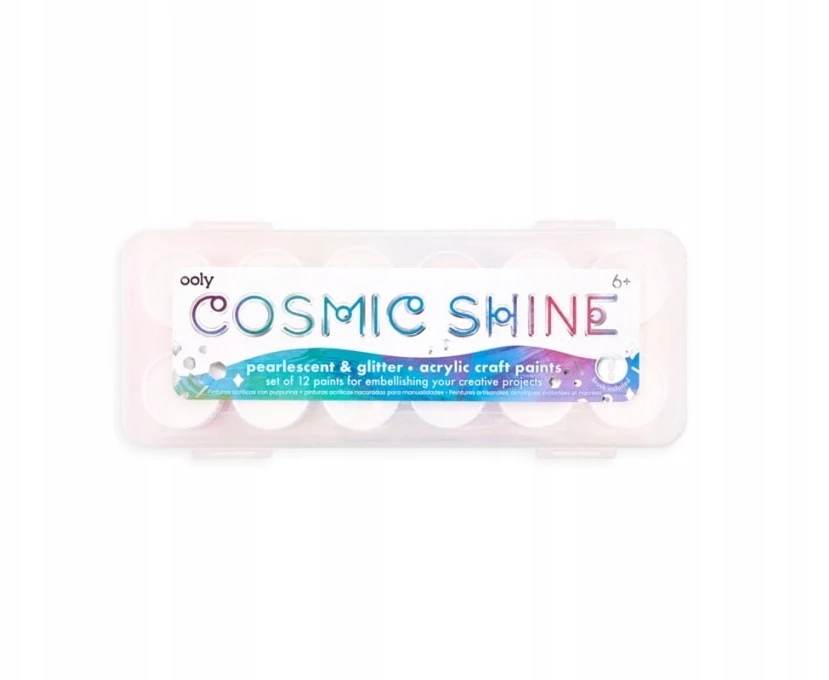 Ooly Cosmic Shine akriliniai dažai: 12 vnt. perlinių ir blizgučių spalvų
