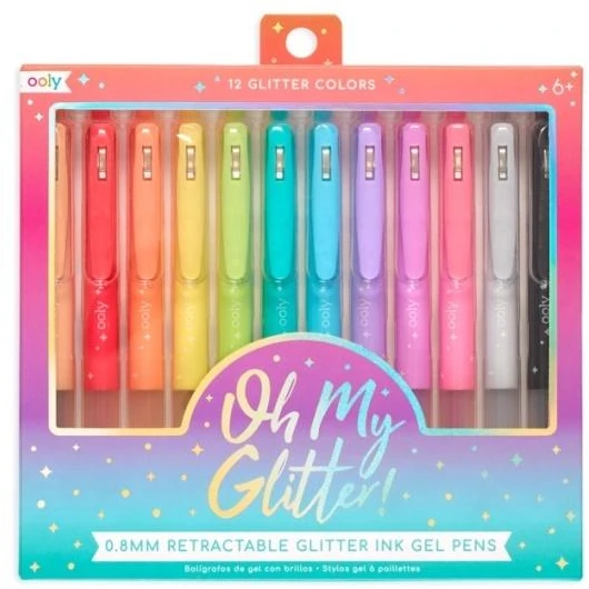 Ooly Gelinių rašiklių rinkinys su blizgučiais "oh My Glitter", 12 spalvų