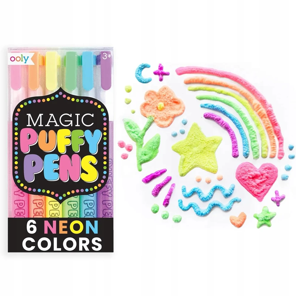OOLY MAGIC PUFFY Markeriai su 3D efektu, 6 spalvos