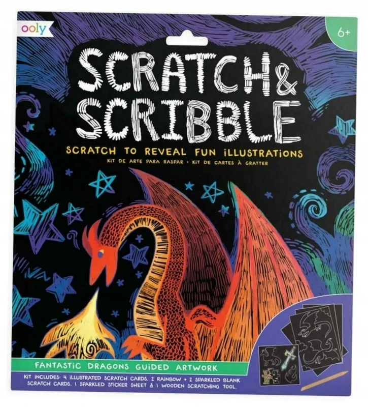 Ooly Scratch & Scribble. Fantastiški drakonai