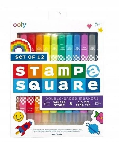 Teka Ooly Stamp-a-square spalvoti rašikliai su antspaudais