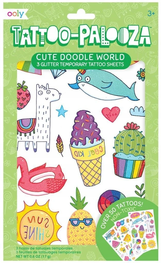 Ooly Tatuiruotės "Palooza" plaunamos tatuiruotės - Sweet scribbles - Spalvoti balionai