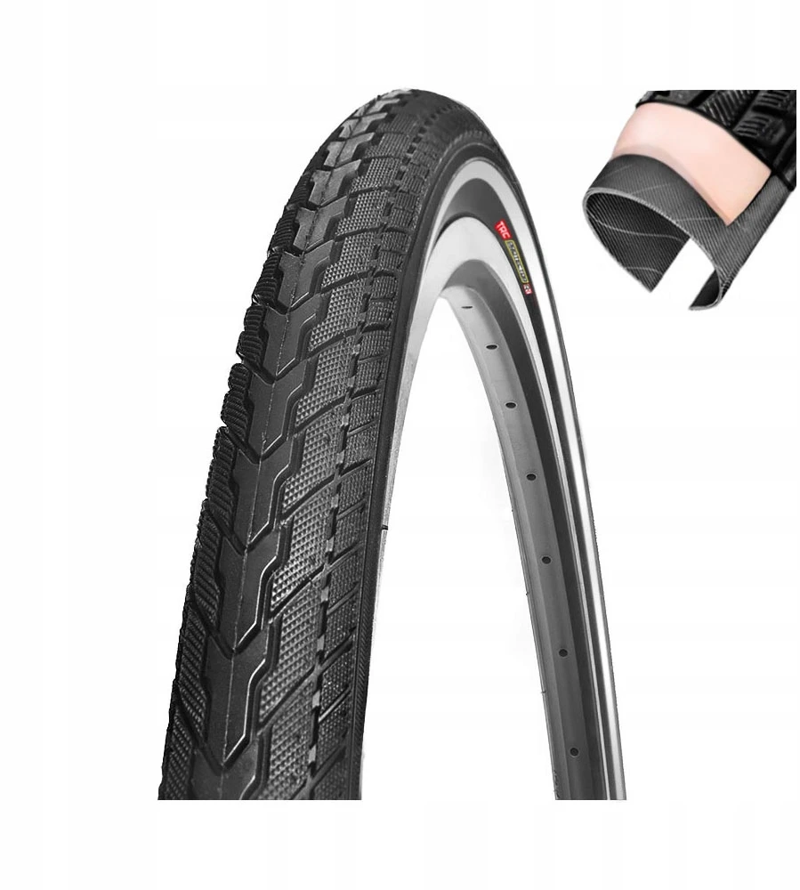 Opona rowerowa 26 TRC 26x1.75 47-559 ANTYPRZEBICIE balta dirželis odblaskowy