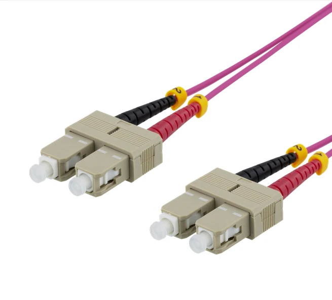Optinis kabelis DELTACO, 1m, SC-SC Duplex, 50/125, pink / SCSC-71