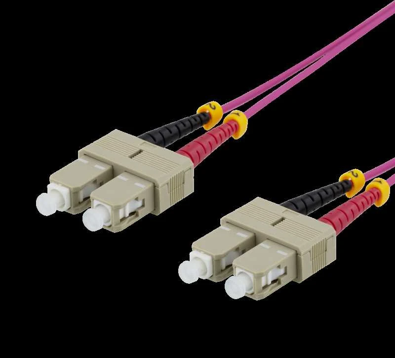 Ooptinis kabelis DELTACO, 2m, SC-SC Duplex, 50/125, pink / SCSC-72
