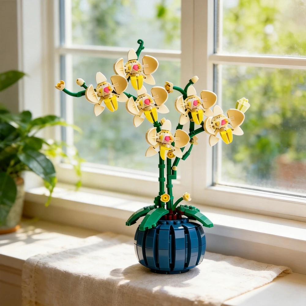ORCHIDĖJŲ BLOKŲ RINKINYS INDIVIDUALIAM SURINKIMUI GRAŽIAI VIDAUS APDAILAI