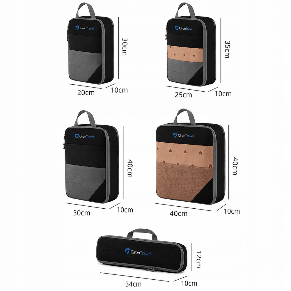 Organizery podróżne kompresyjne do walizki plecaka CIRON TRAVEL 5 dalys
