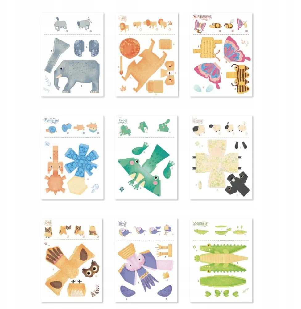 Origami mideer 9 modeliai – popieriniai gyvūnai nuo 5 metų