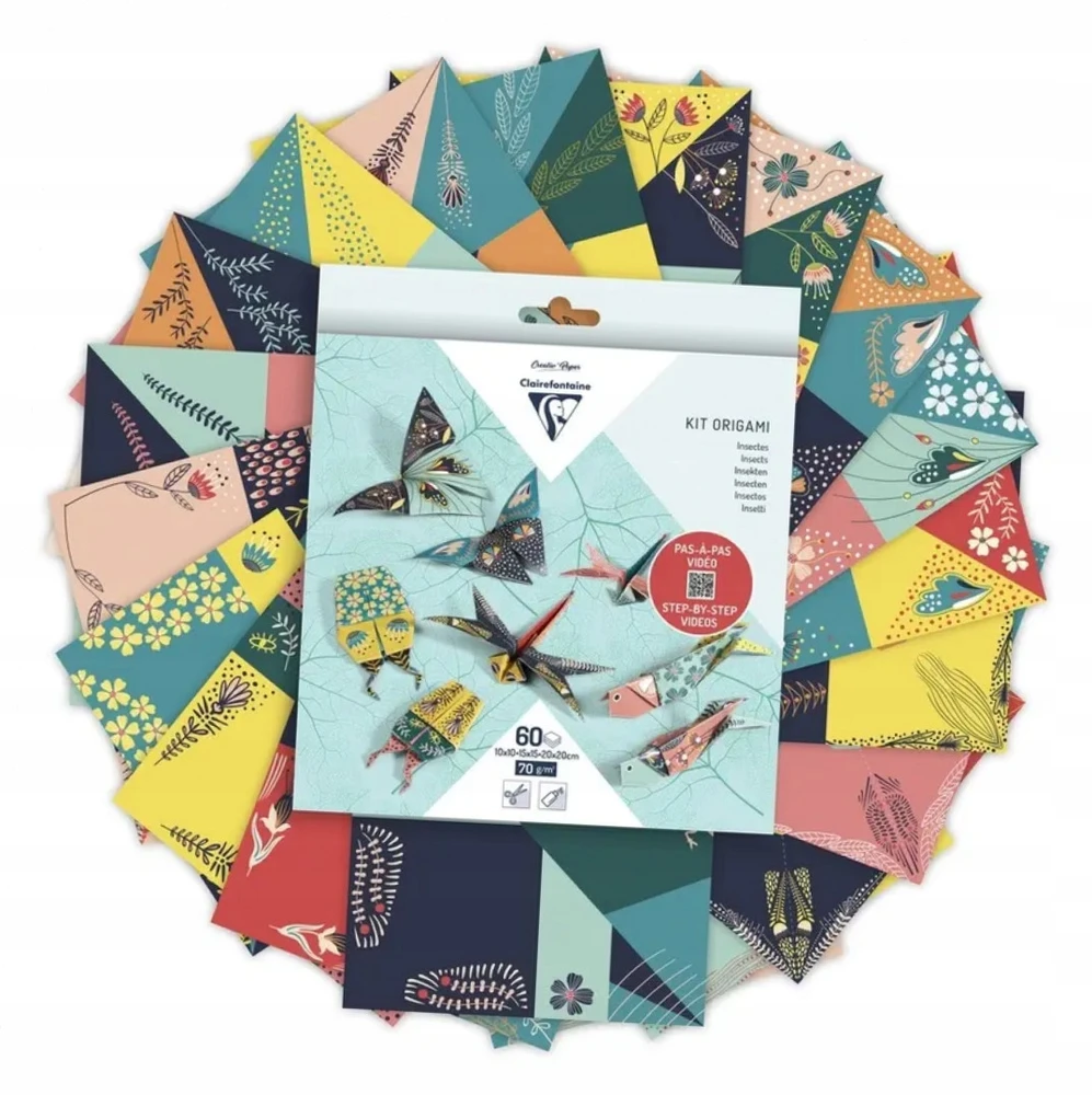 ORIGAMI POPIERIUS CLAIREFONTAINE, 60L. , 70 G., 10X10,15X15,20X20CM , VABZDŽIAI