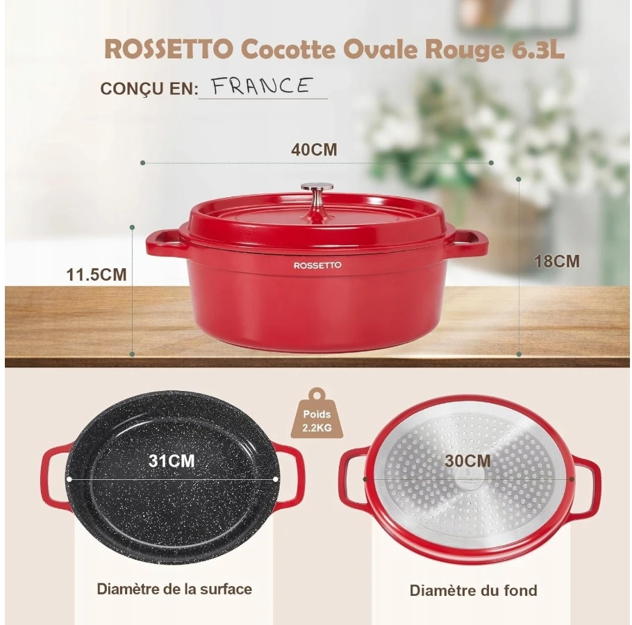 Originalus prancūziškas Cocotte ketaus puodas, kurio talpa 6,3L