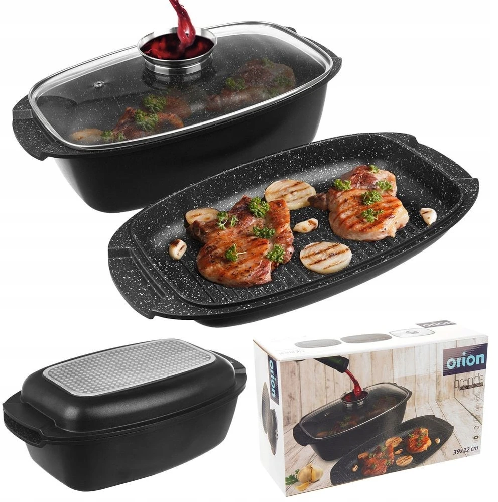 Orion Kepimo indas granitinė su dangčiu 3 viename GRANDE 5 l, 39x22 cm