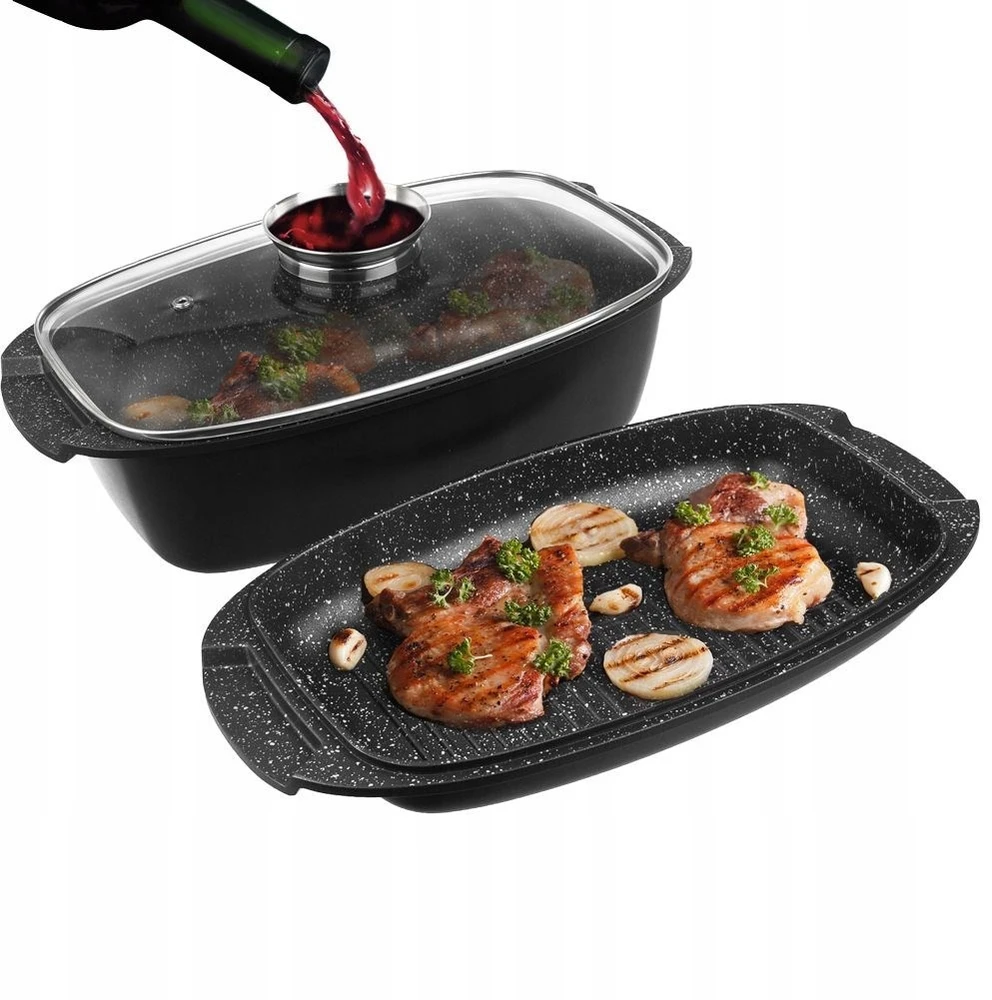 Orion Kepimo indas granitinė su dangčiu 3 viename GRANDE 5 l, 39x22 cm