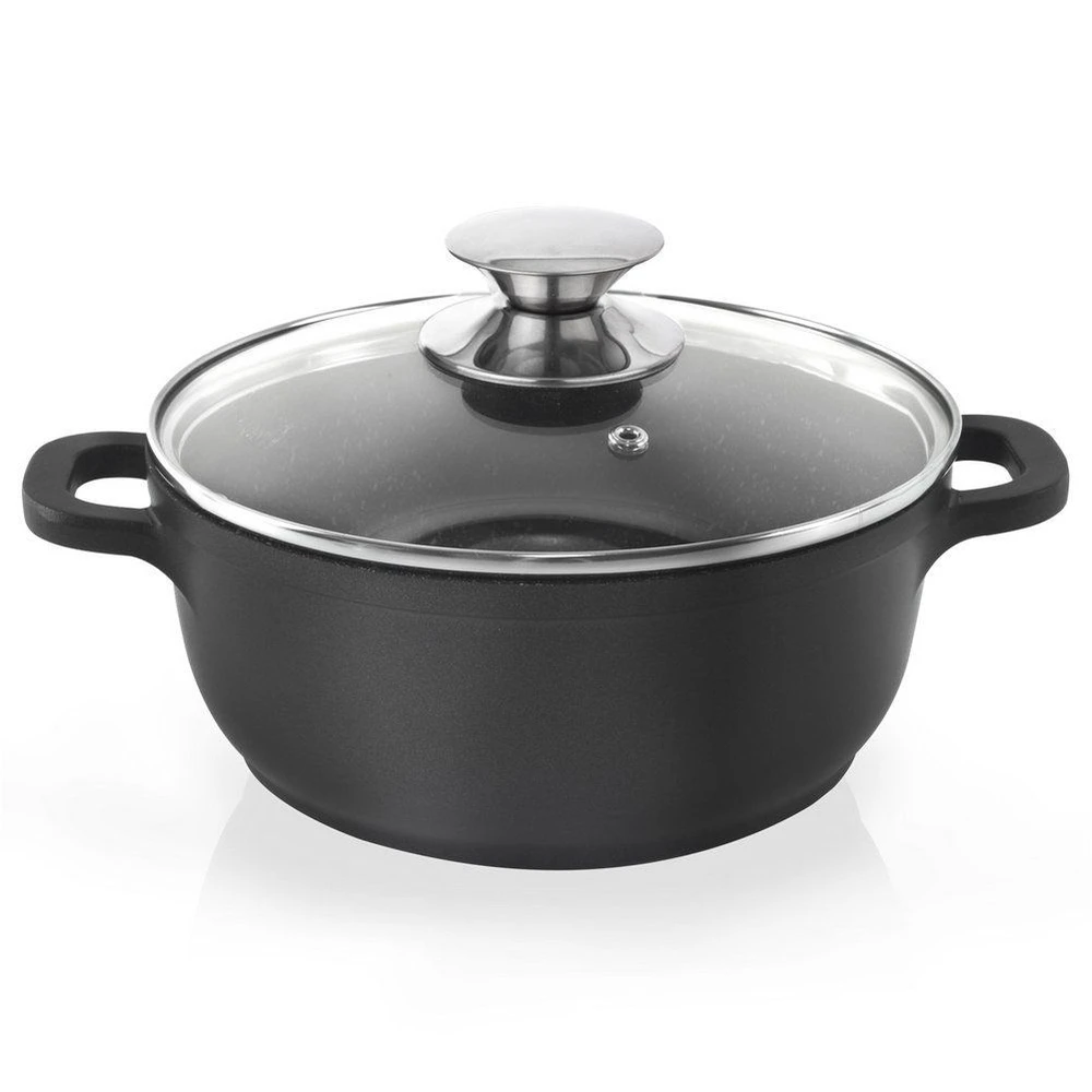 Orion Puodas GRANDE 24 cm, 4 l, su stikliniu dangteliu, granitinė danga