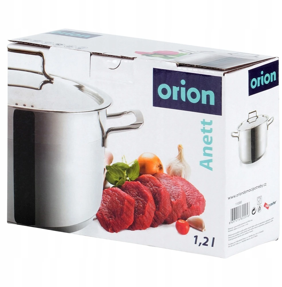 Orion INDUKCINĖ INDUKCINĖ INDUKCINĖ INDUKCINĖ PUODAS 1,2L 16cm NERŪDIJANČIO PLIENO SU DANGIU