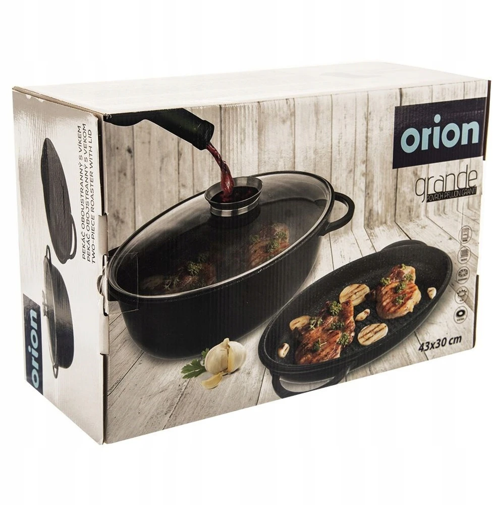 Orion Kepimo skarda 10L 40X28X18CM ALIUMINIO STIKLO DANGINIS INDUKCINIAM 3 VIENŲ RINKINYS