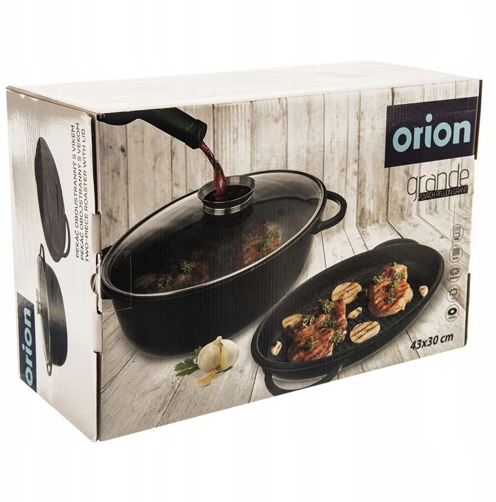 Orion Kepimo skarda 10L 40X28X18CM ALIUMINIO STIKLO DANGINIS INDUKCINIAM 3 VIENŲ RINKINYS