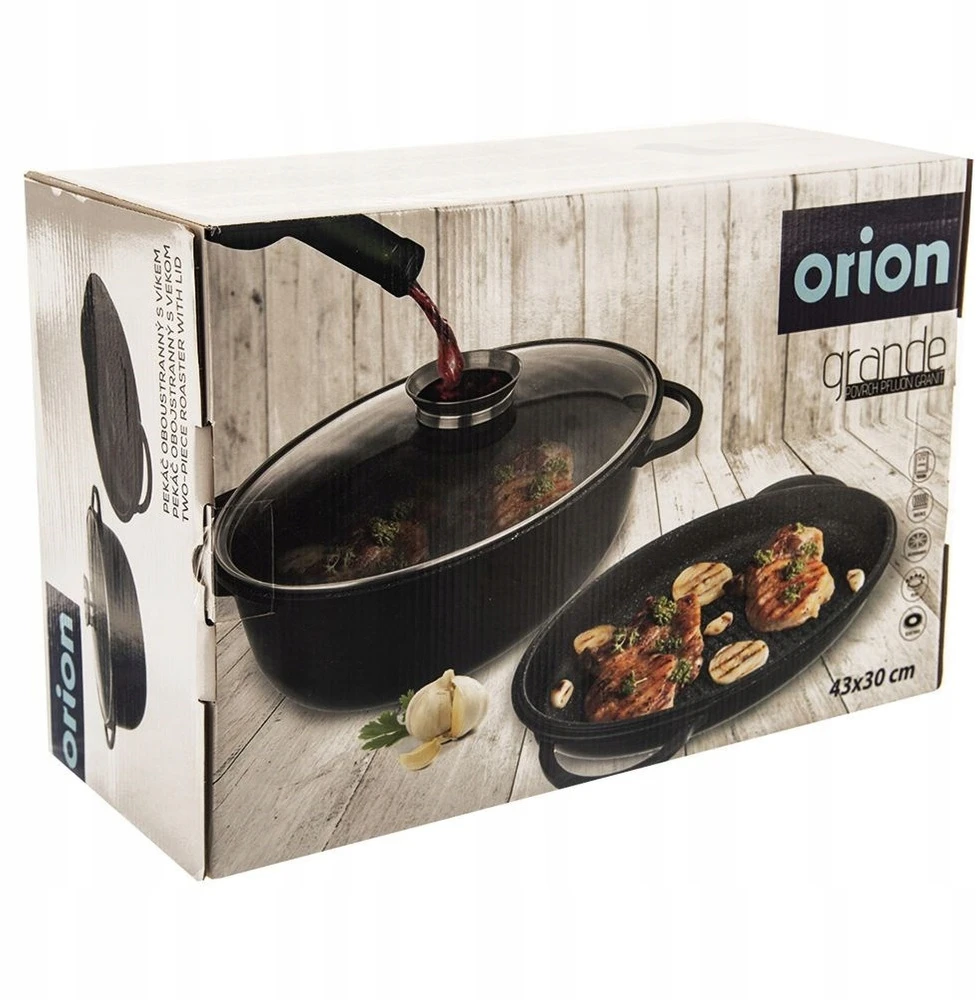 Orion Kepimo skarda 10L 40X28X18CM ALIUMINIO STIKLO DANGINIS INDUKCINIAM 3 VIENŲ RINKINYS