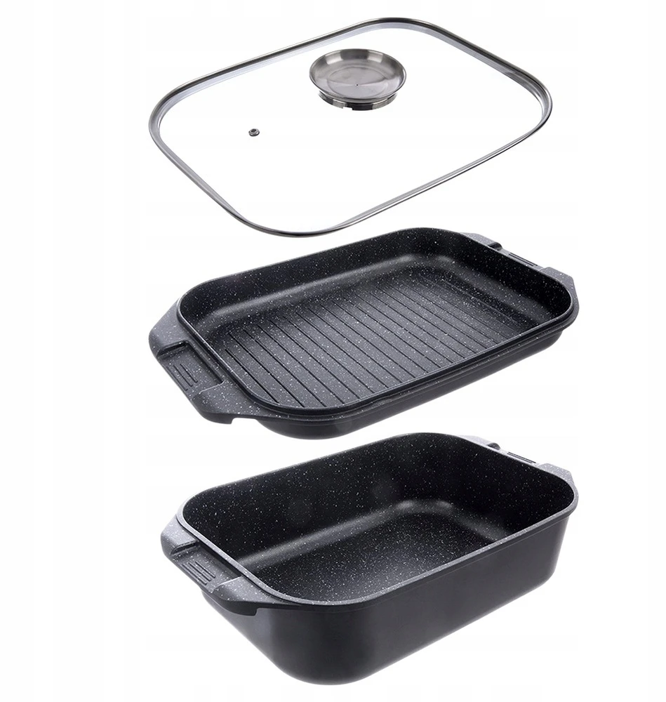 Orion Kepimo skarda 7L 41X26X15CM ALIUMININIS SU GRILINIU KEPU IR STIKLINIU dangteliu