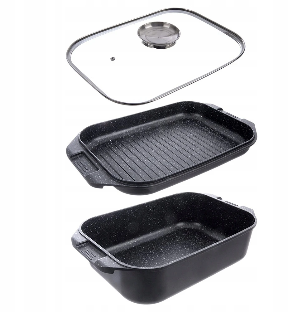 Orion Kepimo skarda 7L 41X26X15CM ALIUMININIS SU GRILINIU KEPU IR STIKLINIU dangteliu